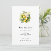 Save The Date Mariage Bouquet de Citron avec Fleurs Blanches (Debout devant)