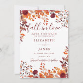 Save The Date Mariage Bourguignon Rustique d'Automne Feuilles d' (Devant)