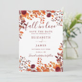 Save The Date Mariage Bourguignon Rustique d'Automne Feuilles d' (Debout devant)