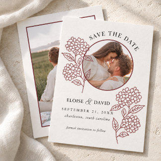 Save The Date Mariage Broderie Point de Croix Hydrangea Photo