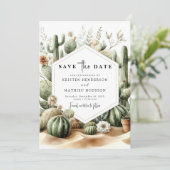 Save The Date Mariage Cactus aquarelle personnalisé (Debout devant)