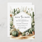 Save The Date Mariage Cactus aquarelle personnalisé (Devant / Derrière)