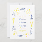 Save The Date Mariage cadre de citrons dessinés à la main de faç (Devant)