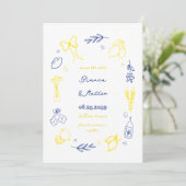 Save The Date Mariage cadre de citrons dessinés à la main de faç (Debout devant)