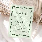 Save The Date Mariage Cadre Vert Moderne Ondulé