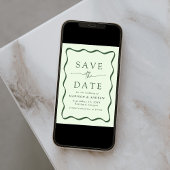 Save The Date Mariage Cadre Vert Moderne Ondulé