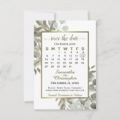 Save The Date Mariage Calendrier Rustique de l'aquarelle Eucalyp (Devant)