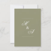 Save The Date Mariage Calligraphié avec Rayure Vert Olive (Dos)