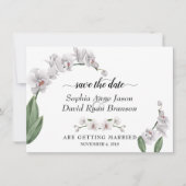 Save The Date Mariage Calligraphie Charm Blanc Orchidée (Devant)