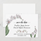 Save The Date Mariage calligraphié Charm White Orchid (Devant / Derrière)