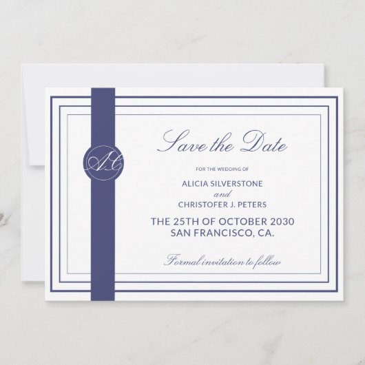 Save The Date Mariage calligraphie classique élégant (Devant)