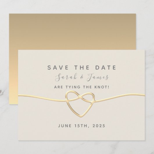 Save The Date Mariage Calligraphie Dorée (Devant / Derrière)