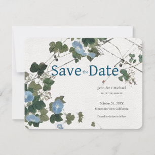 Save The Date Mariage Calligraphie Fleurie Noir Blanc