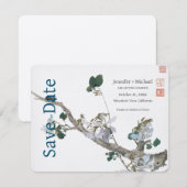 Save The Date Mariage Calligraphie Florale Aquarelle (Devant / Derrière)