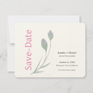 Save The Date Mariage Calligraphie Florale Noir Blanc