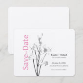 Save The Date Mariage Calligraphie Florale Noir Blanc (Devant / Derrière)