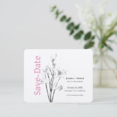 Save The Date Mariage Calligraphie Florale Noir Blanc (Debout devant)