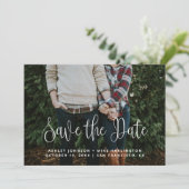 Save The Date Mariage calligraphié moderne simple blanc (Debout devant)