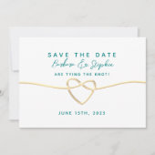 Save The Date Mariage Calligraphié Sarcelle (Devant)