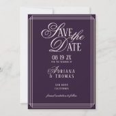 Save The Date Mariage calligraphié violet de luxe (Devant)