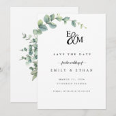 Save The Date Mariage Campagnard à la Verdure d'Eucalyptus (Devant / Derrière)