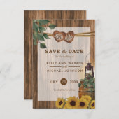 Save The Date Mariage campagnard avec tournesol (Devant / Derrière)