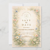 Save The Date Mariage Campagnard Bleu Rosé (Devant)