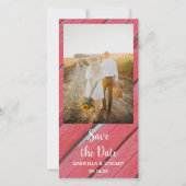 Save The Date Mariage campagnard en bois de la grange rouge Enre (Devant)