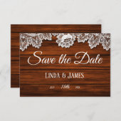 Save The Date Mariage campagnard en bois et dentelle Enregistrer (Devant / Derrière)
