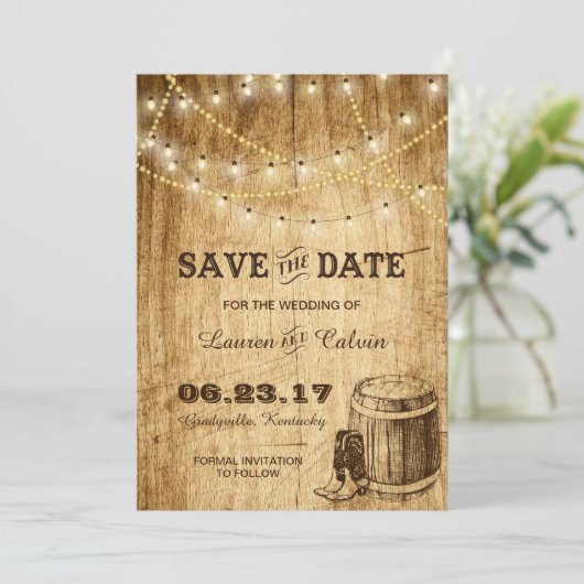 Save The Date Mariage campagnard Enregistrer la date (Debout devant)