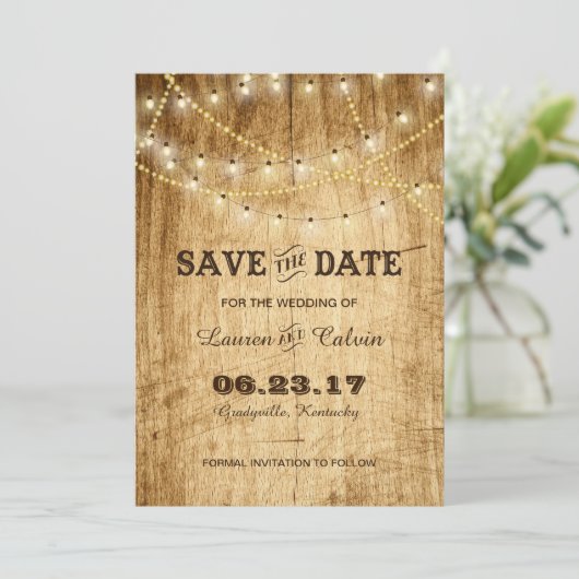 Save The Date Mariage campagnard Enregistrer la date avec les lu (Debout devant)