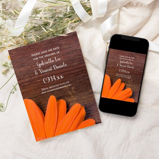 Save The Date Mariage Campagnard Fleur d'Orange Rustique Épargne