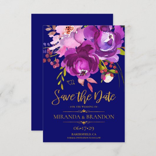 Save The Date Mariage campagnard floral rustique Enregistrer la (Devant / Derrière)