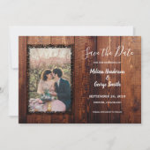 Save The Date Mariage campagnard photo en bois de grange rustiqu (Devant)