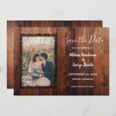 Save The Date Mariage campagnard photo en bois de grange rustiqu (Devant / Derrière)