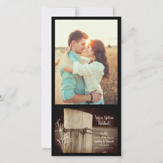 Save The Date Mariage campagnard postal de clôture rurale Enregi (Devant)