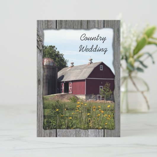 Save The Date Mariage campagnard Red Barn Enregistrer la date (Debout devant)