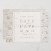 Save The Date Mariage campagnard rustique en dentelle enregistre (Devant / Derrière)