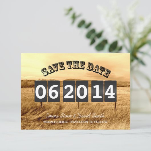 Save The Date Mariage campagnard rustique Enregistrer la date An (Debout devant)