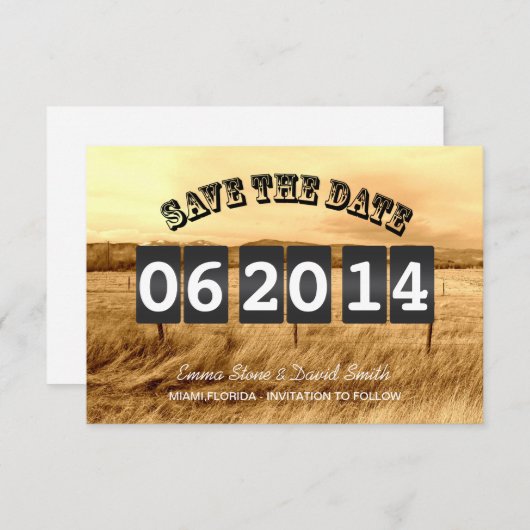 Save The Date Mariage campagnard rustique Enregistrer la date An (Devant / Derrière)