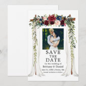 Save The Date Mariage Canopy Aquarelle Florale Photo (Devant / Derrière)