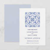 Save The Date Mariage Carreau Bleu (Devant / Derrière)