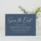 Save The Date Mariage Casual Script Navy (Debout devant)