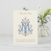 Save The Date Mariage Catholique Monogramme de Marie (Debout devant)