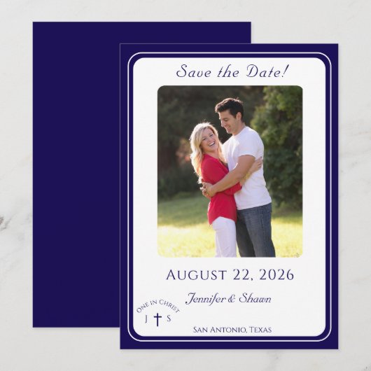 Save The Date Mariage Catholique Monogrammé Intemporel (Devant / Derrière)
