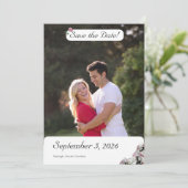 Save The Date Mariage catholique rose et blanc (Debout devant)