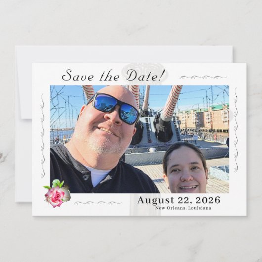 Save The Date Mariage catholique Rose nuptial (Devant)