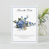 Save The Date Mariage Catholique Roses Bleues Religieux (Debout devant)