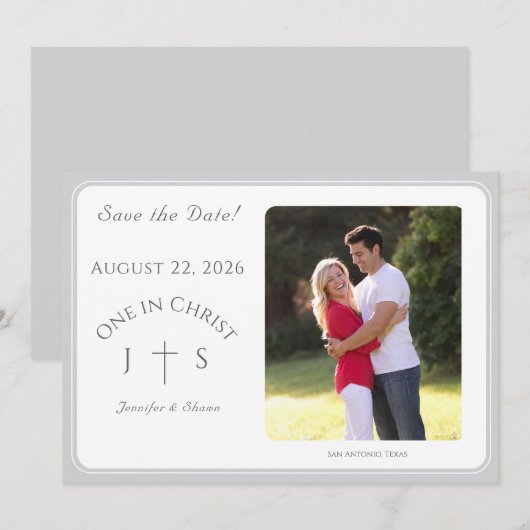 Save The Date Mariage Catholique Timeless Monogrammé (Devant / Derrière)