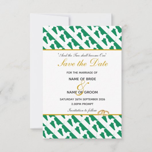 Save The Date MARIAGE Célébration chrétienne NIGERIA (Devant)